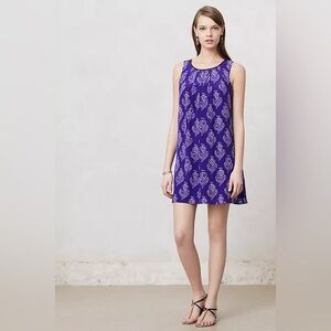 MAEVE Anthropologie Silk Sleeveless Mini Dress Purple Floral Womens Large